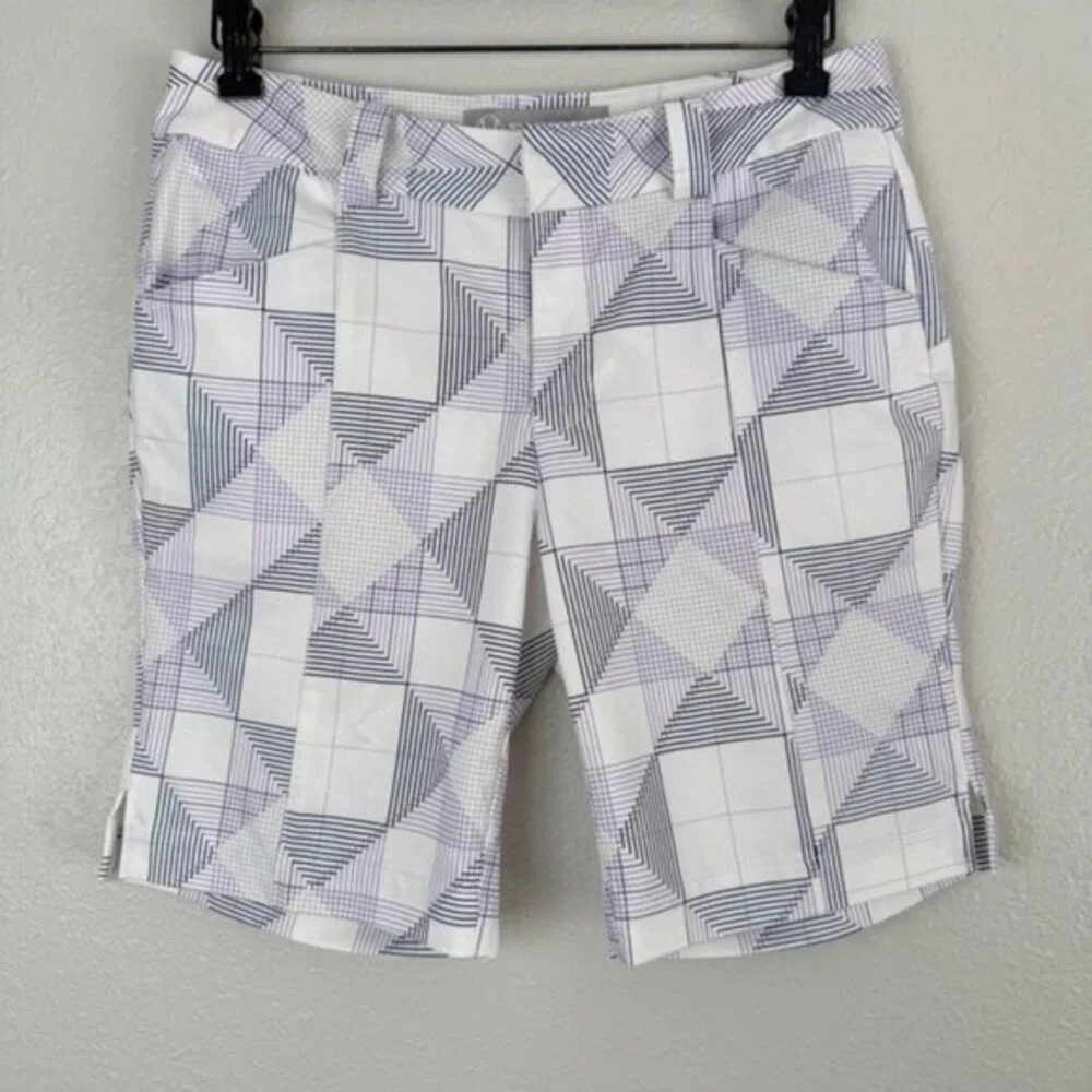 Sunice purple white golf bermuda athletic shorts 4